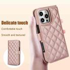 For iPhone 16 Pro Max Crossbody Multifunction Rhombic Leather Phone Case(Rose Gold) - 3