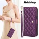 For iPhone 16 Pro Max Crossbody Multifunction Rhombic Leather Phone Case(Dark Purple) - 2