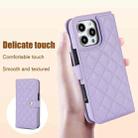 For iPhone 16 Pro Max Crossbody Multifunction Rhombic Leather Phone Case(Purple) - 3