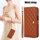 For iPhone 16 Pro Max Crossbody Multifunction Rhombic Leather Phone Case(Brown) - 2