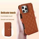 For iPhone 16 Pro Max Crossbody Multifunction Rhombic Leather Phone Case(Brown) - 3