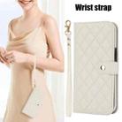 For iPhone 16 Pro Crossbody Multifunction Rhombic Leather Phone Case(White) - 2