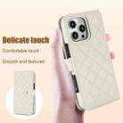 For iPhone 16 Pro Crossbody Multifunction Rhombic Leather Phone Case(White) - 3