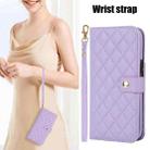 For iPhone 16 Pro Crossbody Multifunction Rhombic Leather Phone Case(Purple) - 2