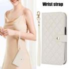 For iPhone 16 Plus Crossbody Multifunction Rhombic Leather Phone Case(White) - 2