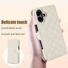 For iPhone 16 Plus Crossbody Multifunction Rhombic Leather Phone Case(White) - 3