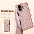 For iPhone 16 Plus Crossbody Multifunction Rhombic Leather Phone Case(Rose Gold) - 3