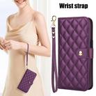 For iPhone 16 Plus Crossbody Multifunction Rhombic Leather Phone Case(Dark Purple) - 2