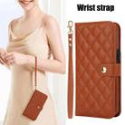 For iPhone 16 Plus Crossbody Multifunction Rhombic Leather Phone Case(Brown) - 2