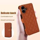 For iPhone 16 Plus Crossbody Multifunction Rhombic Leather Phone Case(Brown) - 3