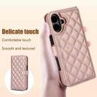 For iPhone 16 Crossbody Multifunction Rhombic Leather Phone Case(Rose Gold) - 3