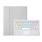 For iPad Pro 11 2024 A13B-AS Lambskin Texture Backlight Bluetooth Touch Keyboard Leather Tablet Case with Pen Slot(Grey) - 2