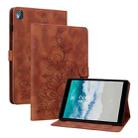 For Nokia T21 Lily Embossed Leather Tablet Case(Brown) - 1