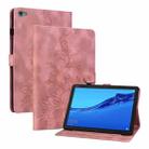 For Huawei MediaPad M5 Lite 10 / C5 10.1 Lily Embossed Leather Tablet Case(Pink) - 1