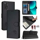 For Xiaomi Redmi Note 11S 4G Global Cat Rat Embossed Pattern RFID Leather Phone Case with Lanyard(Black) - 1