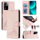 For Xiaomi Redmi Note 11 Pro+ 5G Global Cat Rat Embossed Pattern RFID Leather Phone Case with Lanyard(Pink) - 1