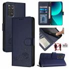 For Xiaomi Redmi Note 11S 5G Cat Rat Embossed Pattern RFID Leather Phone Case with Lanyard(Blue) - 1