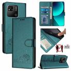 For Xiaomi Redmi 10A Cat Rat Embossed Pattern RFID Leather Phone Case with Lanyard(Peacock Green) - 1