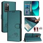 For Xiaomi Redmi 10 4G 2021 Global Cat Rat Embossed Pattern RFID Leather Phone Case with Lanyard(Peacock Green) - 1