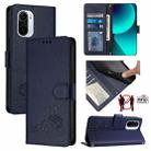 For Xiaomi POCO F3 / 11i Cat Rat Embossed Pattern RFID Leather Phone Case with Lanyard(Blue) - 1