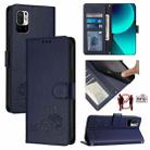 For Xiaomi Redmi Note 10 5G Cat Rat Embossed Pattern RFID Leather Phone Case with Lanyard(Blue) - 1