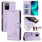 For Xiaomi POCO X3 GT Cat Rat Embossed Pattern RFID Leather Phone Case with Lanyard(Purple) - 1