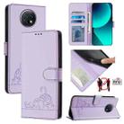 For Xiaomi Redmi Note 9T Global Cat Rat Embossed Pattern RFID Leather Phone Case with Lanyard(Purple) - 1