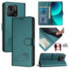 For Xiaomi Redmi 9C Cat Rat Embossed Pattern RFID Leather Phone Case with Lanyard(Peacock Green) - 1
