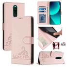 For Xiaomi Redmi 8 Cat Rat Embossed Pattern RFID Leather Phone Case with Lanyard(Pink) - 1