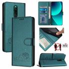 For Xiaomi Redmi 8 Cat Rat Embossed Pattern RFID Leather Phone Case with Lanyard(Peacock Green) - 1