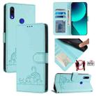 For Xiaomi Redmi Note 7 / 7S Cat Rat Embossed Pattern RFID Leather Phone Case with Lanyard(Mint Green) - 1