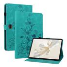 For Honor Pad 9 12.1 Lily Embossed Leather Tablet Case(Green) - 1