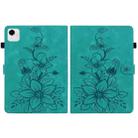 For Honor Pad X9a Lily Embossed Leather Tablet Case(Green) - 2