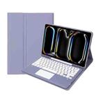 For iPad Pro 13 2024 A14B-A Detachable Ultra-Thin Bluetooth Touch Keyboard Leather Tablet Case with Pen Slot(Purple) - 1