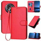 For Honor Magic5 Pro YX0070 Carbon Fiber Buckle Leather Phone Case with Lanyard(Red) - 1