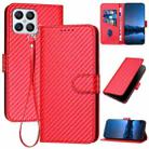 For Honor X8 4G / X30i / Play6T Pro YX0070 Carbon Fiber Buckle Leather Phone Case with Lanyard(Red) - 1