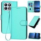 For Honor X8b YX0070 Carbon Fiber Buckle Leather Phone Case with Lanyard(Light Blue) - 1