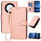 For Honor X40 5G / X9a 5G / Magic5 Lite YX0070 Carbon Fiber Buckle Leather Phone Case with Lanyard(Pink) - 1