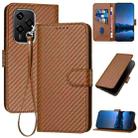 For Honor 200 Lite Global YX0070 Carbon Fiber Buckle Leather Phone Case with Lanyard(Coffee) - 1