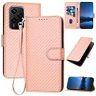For Honor 200 Lite Global YX0070 Carbon Fiber Buckle Leather Phone Case with Lanyard(Pink) - 1
