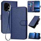 For Honor 300 YX0070 Carbon Fiber Buckle Leather Phone Case with Lanyard(Royal Blue) - 1