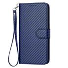 For Honor 300 YX0070 Carbon Fiber Buckle Leather Phone Case with Lanyard(Royal Blue) - 2