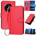 For Honor Magic7 YX0070 Carbon Fiber Buckle Leather Phone Case with Lanyard(Red) - 1