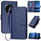 For Honor Magic7 YX0070 Carbon Fiber Buckle Leather Phone Case with Lanyard(Royal Blue) - 1