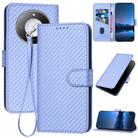 For Honor X60 / X9c Smart YX0070 Carbon Fiber Buckle Leather Phone Case with Lanyard(Light Purple) - 1