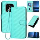 For Honor GT Pro YX0070 Carbon Fiber Buckle Leather Phone Case with Lanyard(Light Blue) - 1
