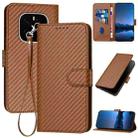 For Honor GT Pro YX0070 Carbon Fiber Buckle Leather Phone Case with Lanyard(Coffee) - 1