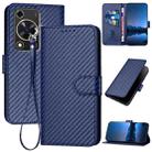 For Huawei Enjoy 70 YX0070 Carbon Fiber Buckle Leather Phone Case with Lanyard(Royal Blue) - 1