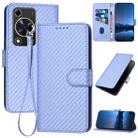 For Huawei Enjoy 70 YX0070 Carbon Fiber Buckle Leather Phone Case with Lanyard(Light Purple) - 1