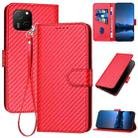 For Huawei Maimang A20 YX0070 Carbon Fiber Buckle Leather Phone Case with Lanyard(Red) - 1